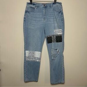 Hollister Light Blue Patchwork Straight Leg Jeans